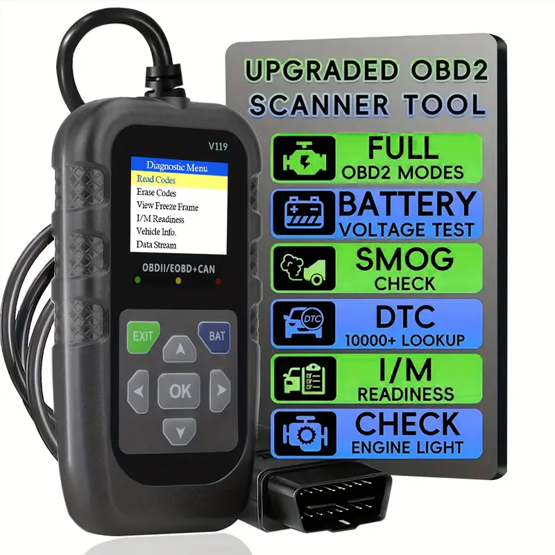 Power Supply Tester - V119 OBD2 Scanner Code Reader Alat