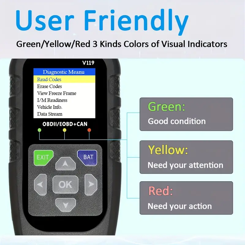 V119 OBD2 Scanner Code Reader  - Power Supply Tester ulasan dan harga